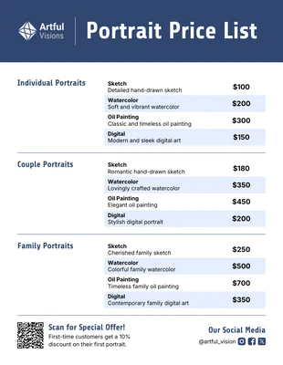 Photo by venngage.com - How to Create a Commission Price Sheet for Your Art Website