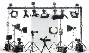 Photo by freepik.com - Overhead Studio Lighting Rig Setup for Tabletop Art Demonstration